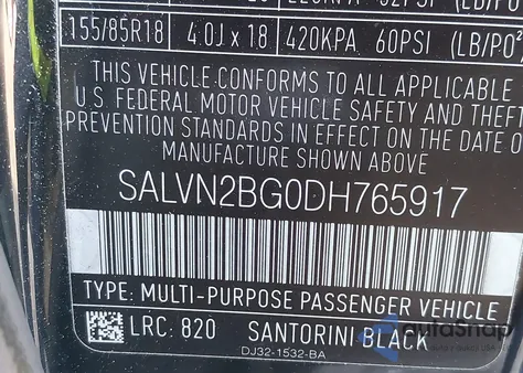 2013 Land Rover Range Rover Evoque Pure from USA, damaged, VIN SALVN2BG0DH765917